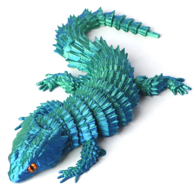3D Printed Conjoined Lizard Statue Ornaments, Movable Cartoon, Creative Desk Plants, Rockery, Fish Tank Landscaping Decoration