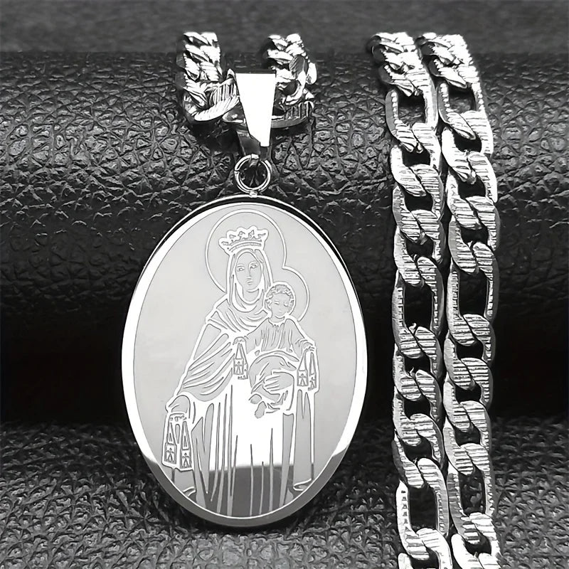 Classic Virgin Mary Pendant Necklace for Women Men Stainless Steel Gold Plated Catholic Mother Mary Necklaces Jewelry NZZZ140S05