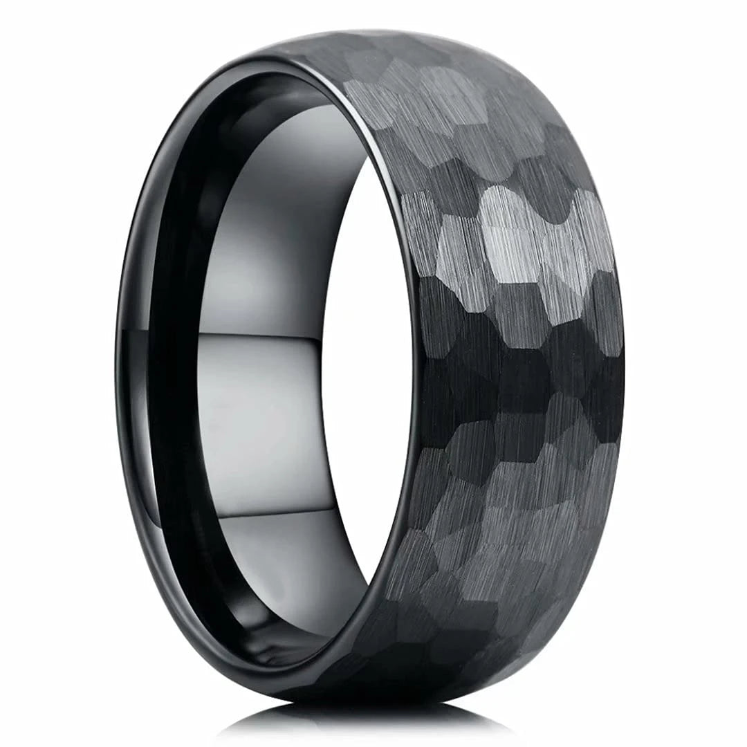 Fashion Hammered Multi-faceted Titanium Rings For Men Women Black Brushed Stainless Steel Couple Ring Wedding Engagement Jewelry