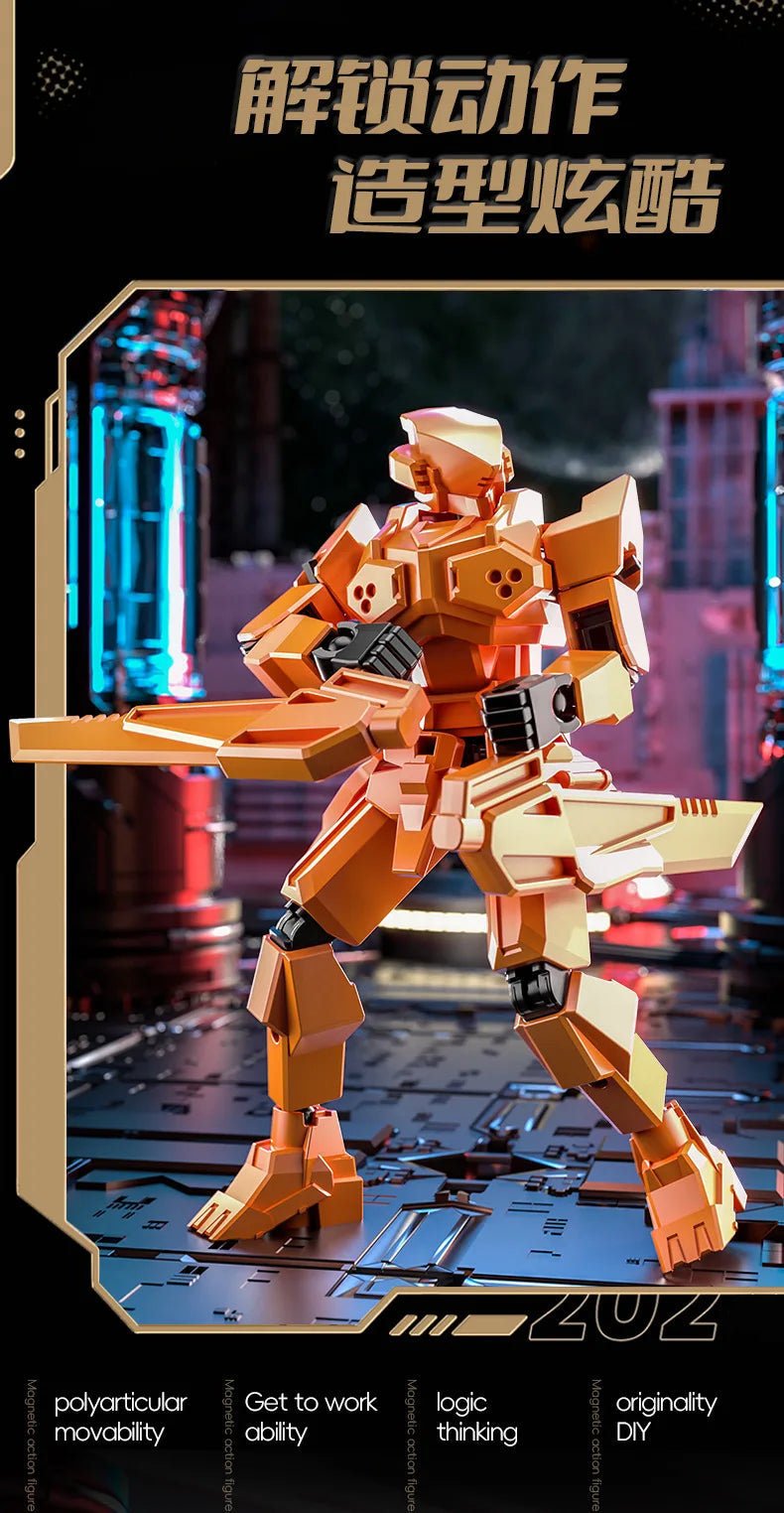 DIY Creative Ancient Roman Style Multi Joint Mobile building Justice Shield Mech Toy Assembly Model Handmade for children gifts