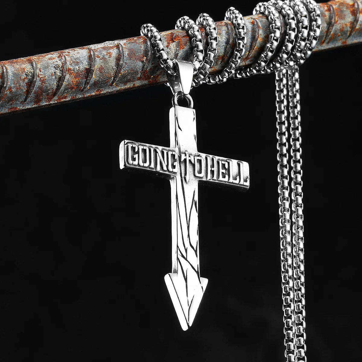 Curse Cross Amulet Stainless Steel Men Necklaces Pendant Chain Punk For Women Fashion Jewelry Gifts Wholesale Dropshiping