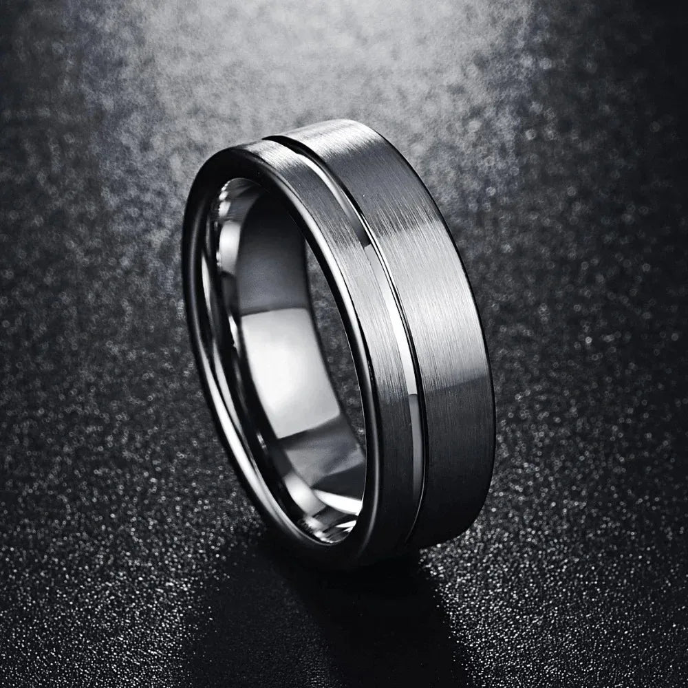 Fashion 8MM Men Stainless Steel Rings High Quality Silver Color Brushed Engagement Rings For Men Wedding Band Jewelry Wholesale