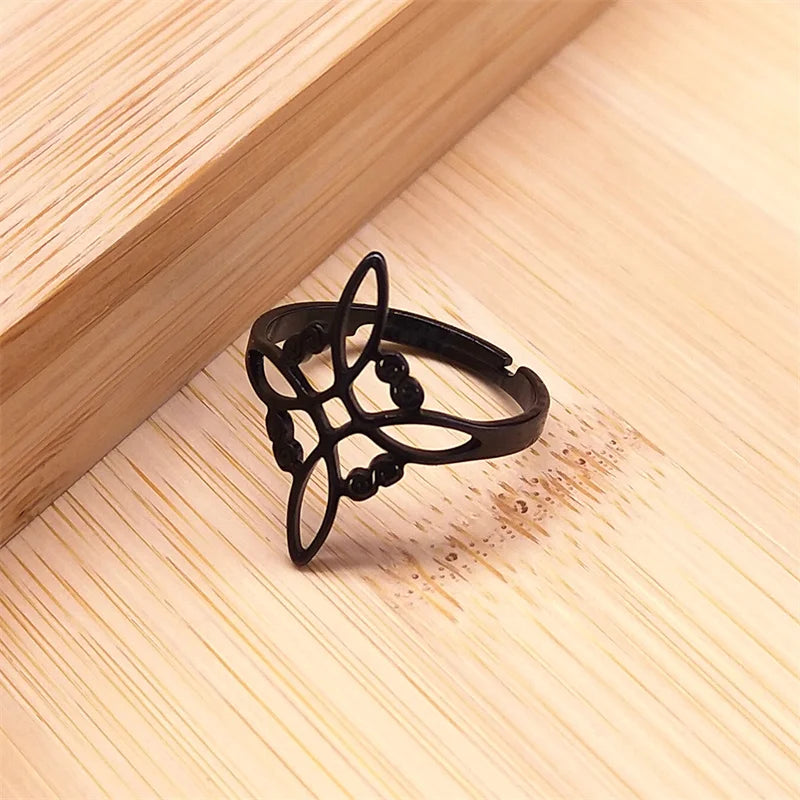 Witchcraft Stainless Steel Witch's Irish Knot Ring Men/Women Silver Color Ireland Adjustable Rings Witch Jewelry nudo de bruja