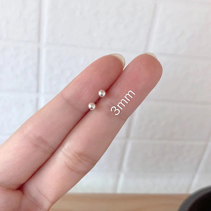 Tiny Minimalist Silver Plated Korean Mini Small Heart Stars Stud Earrings for Women Student Teen Simple Ear Piercing Jewelry