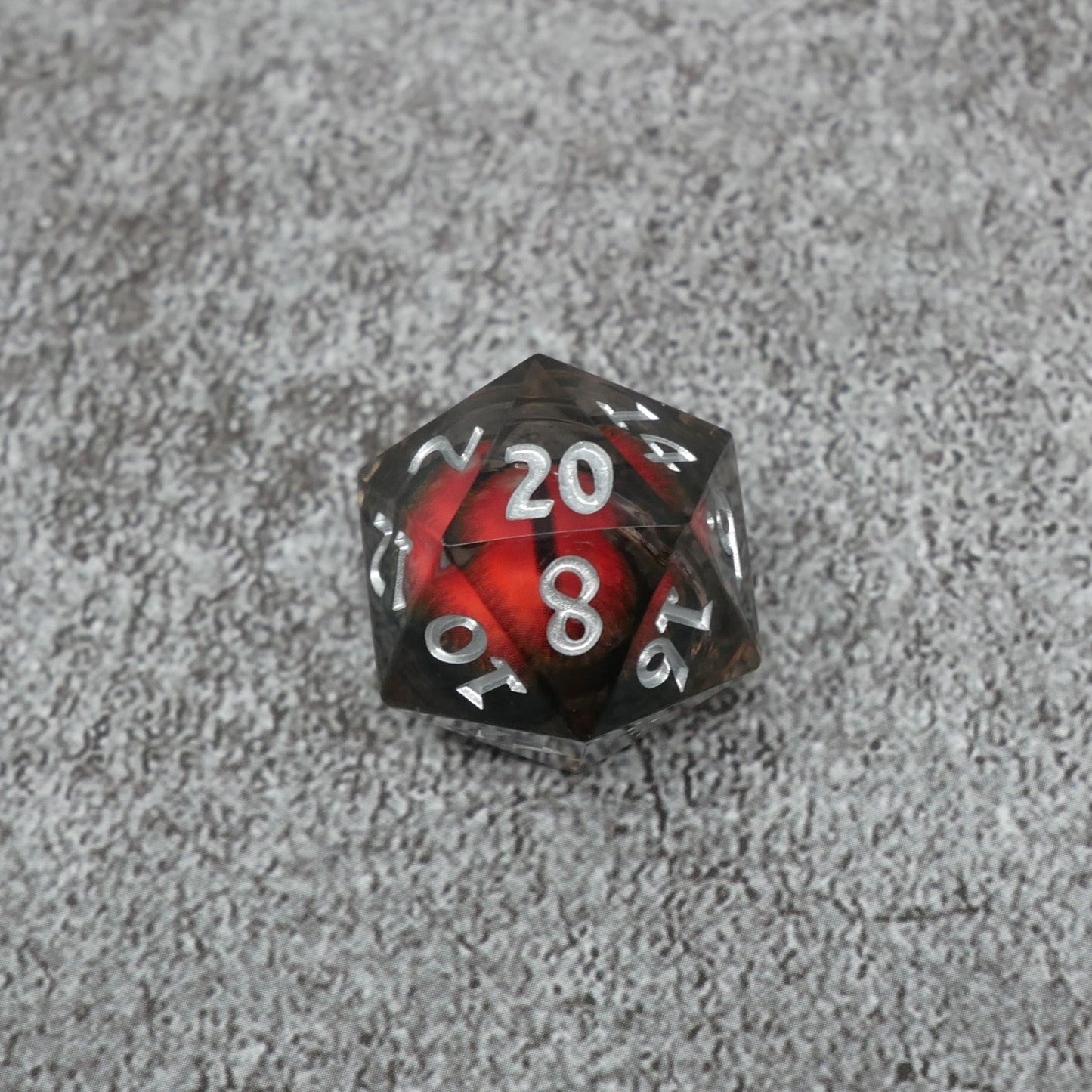 Smaug's Eye |  7 Piece Moving Eye DnD Dice Set | Acrylic RPG Gaming Dice