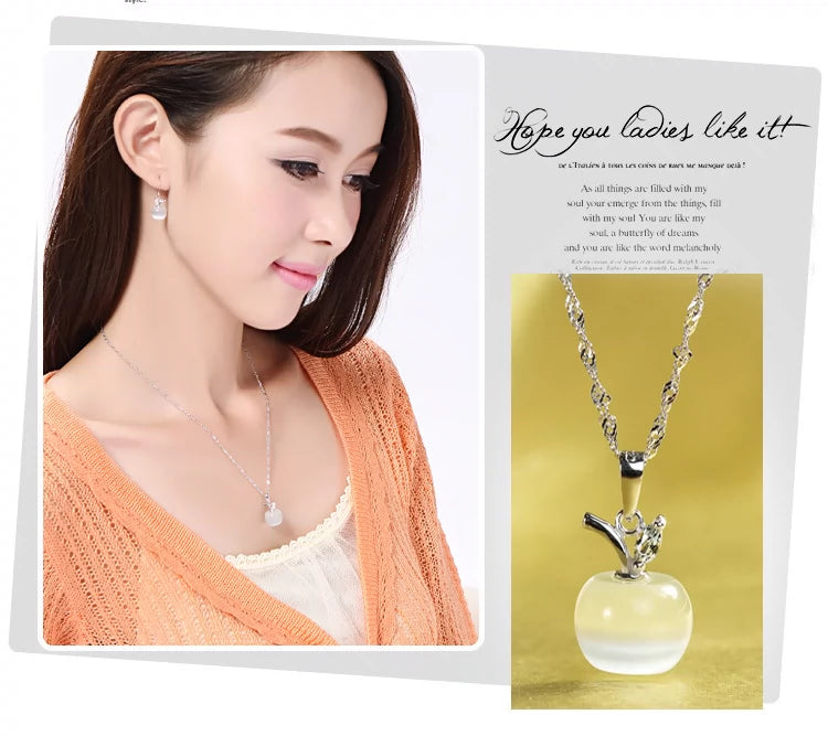 Four-Leaf Clover New Crystal Women's Necklace White Zircon