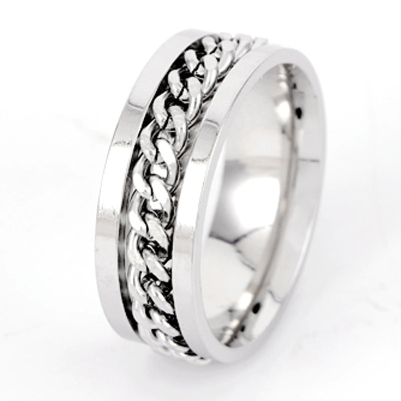 Ring Open Bottle Open Beer Ring Rotatable Decompression Men's Rotatable Chain Titanium Steel Ring Stainless Steel Jewelry