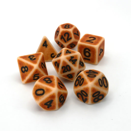 Ancient Bone - 7 Piece DnD Dice Set | Acrylic RPG Gaming Dice