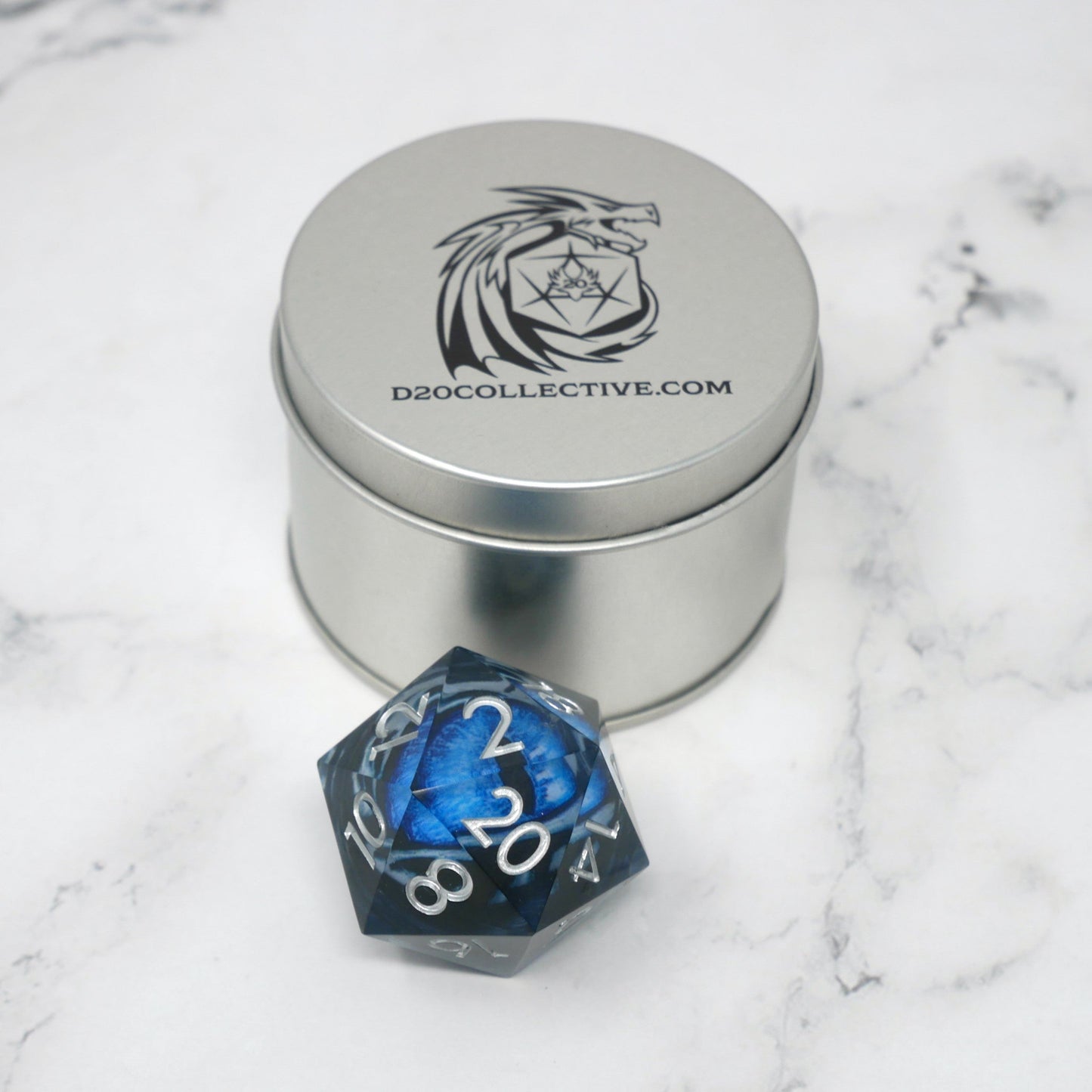 Blue Slaadi's Eye - Giant D20 Moving Eye DnD Dice | Acrylic RPG Gaming Dice