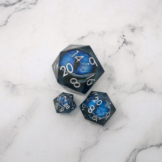 Blue Slaadi's Eye - Giant D20 Moving Eye DnD Dice | Acrylic RPG Gaming Dice