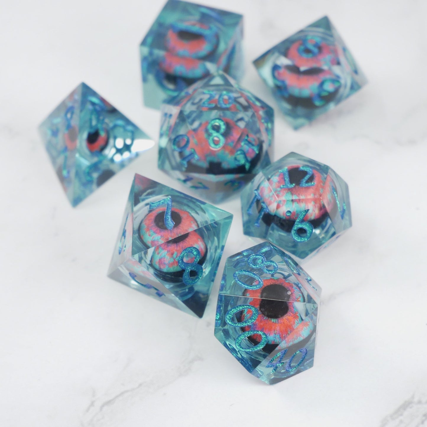 Cthulhu's Eye |  7 Piece Moving Eye DnD Dice Set | Acrylic RPG Gaming Dice
