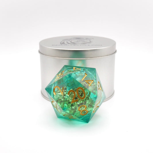 Leprechaun's Gold - Giant D20 Liquid Core DnD Dice Set | Acrylic RPG Gaming Dice