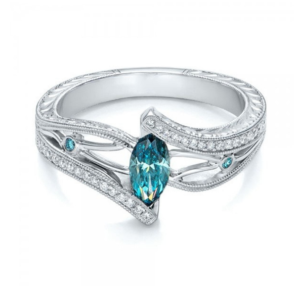 Hot European and American luxury aquamarine topaz engagement ring