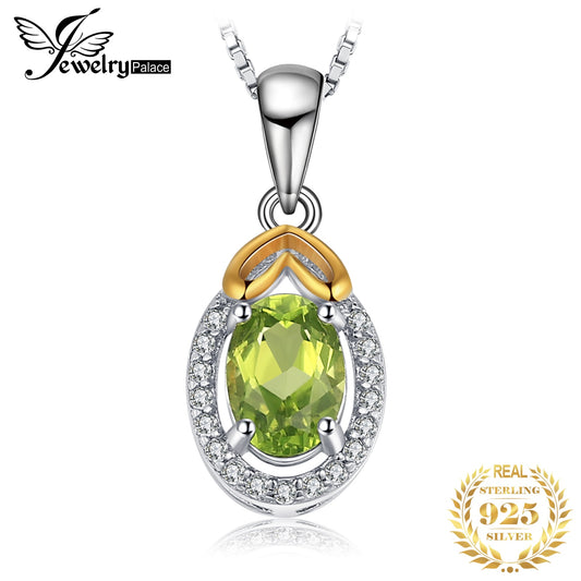 JewelryPalace Oval Cut Genuine Natural Green Peridot 925 Sterling Silver Pendant Necklace Gemstone Necklace for Women No Chain Default Title