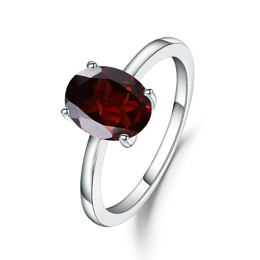 Gem's Ballet Romantic 2.21Ct Oval Natural Red Garnet Gemstone Rings For Women Engagement Genuine 925 Sterling Silver Ring Fine 10