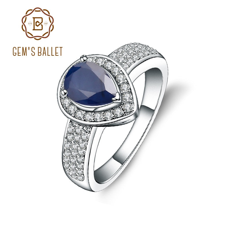 Gem&#39;s Ballet 1.29Ct Oval Natural Blue Sapphire Gemstone Wedding For Women 925 Sterling Silver 585 14K 10K 18K Gold Weddings Ring