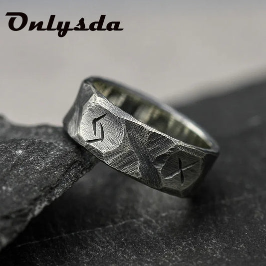 Stainless Steel Odin Norse Anel Amulet Rune Couple Dating Viking Rings For Men Women Words Jewelry Boyfriend Gift