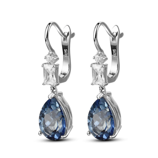 Gem&#39;s Ballet Natural Iolite Blue Mystic Quartz Classic Earrings For Women Wedding 925 Sterling Silver Drop Earrings Fine Jewelry