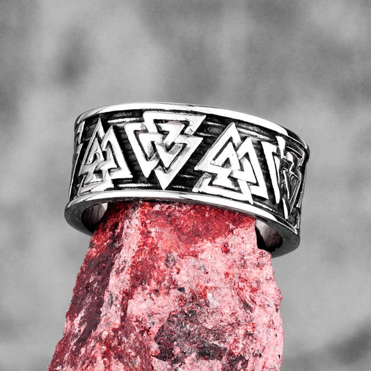 Odin Triangle Viking Symbol Stainless Steel Mens Rings Punk Hip Hop for Male Boyfriend Biker Jewelry Creativity Gift