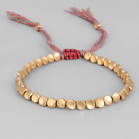 Handmade Tibetan Buddhist Braided Cotton Copper Beads Lucky Rope Bracelet For Women Men Thread Bracelets Default Title