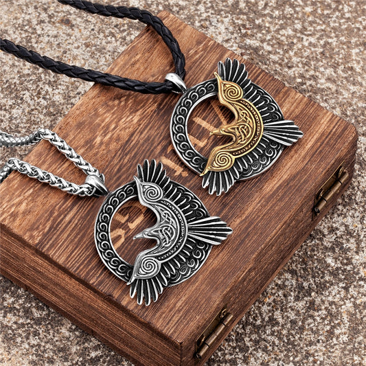 Vintage Viking Style Pendant Norse Mythology Huginn and Muninn Pendant Necklace For Men Punk Party Street Jewelry