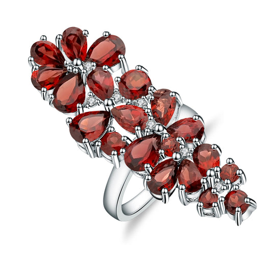 GEM&#39;S BALLET 10.56Ct Natural Red Garnet Gemstone Ring 925 Sterling Silver Cocktail Rings For Women Wedding Fine Jewelry