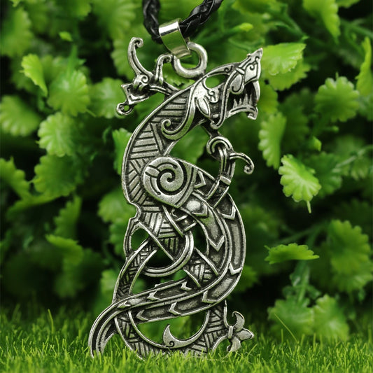 LANGHONG 1pcs Legendary Dragon Necklace Nordic Vikings Dragon Amulet Pendant Necklace Original Jewelry Talisman