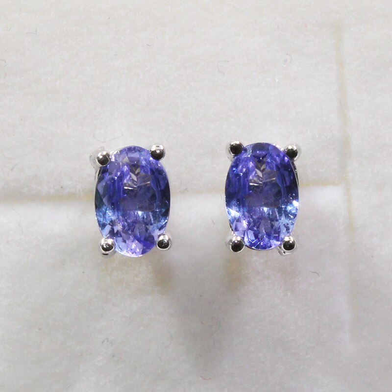 Dazzing tanzanite stud earrings 4*6mm natural tanzanite gemstone earrings solid 925 silver tanzanite earring small gem earrings