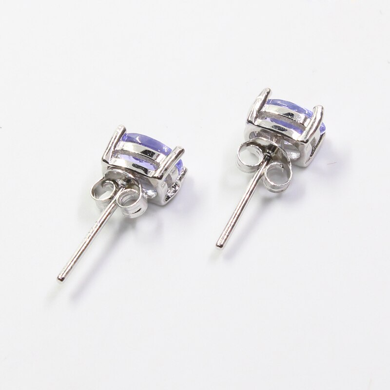 Dazzing tanzanite stud earrings 4*6mm natural tanzanite gemstone earrings solid 925 silver tanzanite earring small gem earrings