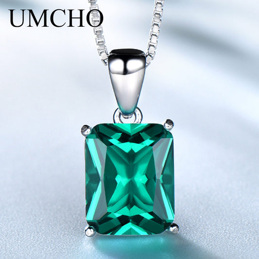 UMCHO Genuine 925 Sterling Silver Luxury Gemstone Necklaces Pendants for Women Elegant Fine Jewelry Party Wedding Mothers&#39; Gift