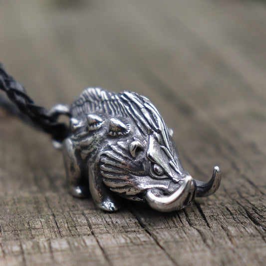 Men Wild Viking Wild Boar Stainless Steel Necklace Vintage Nordic Animal Charm Pendant Norse Jewelry Default Title