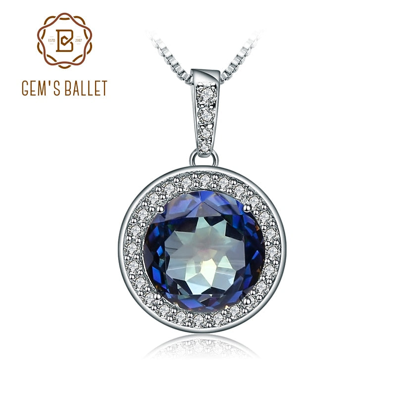 Gem&#39;s Ballet 4.79Ct Natural Blueish Mystic Quartz Gemstone Pendant Necklace Solid 925 Sterling Silver Fine Jewelry For Women