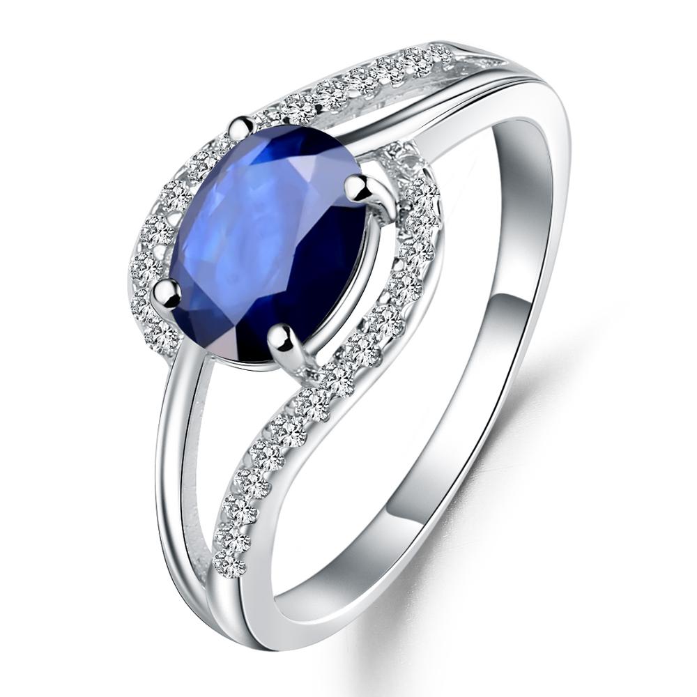 GEM&#39;S BALLET 100% 925 Sterling Silver Classic Fine Rings 1.66Ct Oval Natural Blue Sapphire Gemstone Ring for Women Jewelry