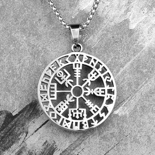 Stainless Steel Viking Pirate Odin Runes Men Necklaces Pendants Chain Punk for Boyfriend Male Jewelry Creativity Gift