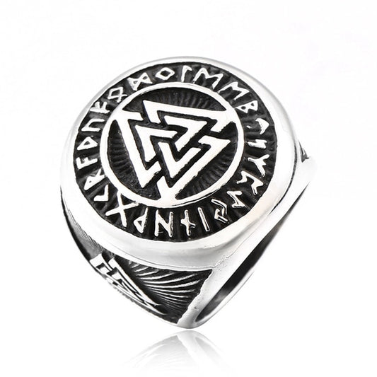 Vintage Stainless Steel Viking Valknut Ring Men Boy Nordic Odin Triangle Viking Ring Biker Amulet Jewelry For Boyfriend Gift Silver China