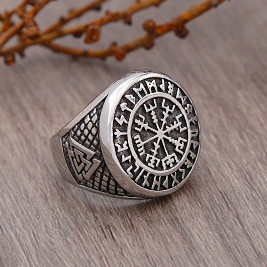Vintage Stainless Steel Viking Valknut Ring Men Boy Nordic Odin Triangle Viking Ring Biker Amulet Jewelry For Boyfriend Gift Steel Color 1 China
