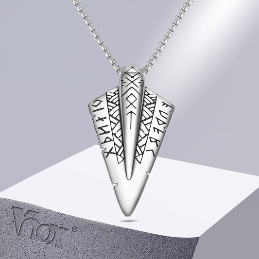 Vnox Viking Arrow Head Necklaces for Men, Stainless Steel Spear Head Viking Runes Pendant, Almut Protective Jewelry Default Title