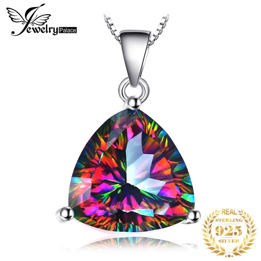 JewelryPalace 5.7ct Natural Mystic Quartz 925 Sterling Silver Pendant Necklace for Woman Fashion Jewelry No Chain New Arrival Default Title