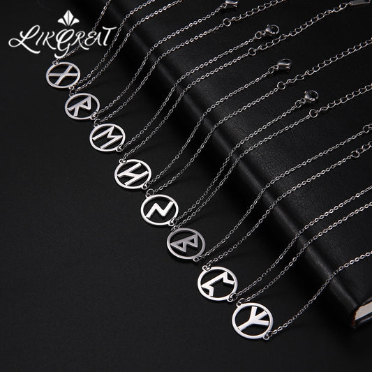 Vintage Norse Rune Charm Necklaces for Women Men Stainless Steel Viking Jewelry Ancient Patron Saint Amulet Valentine's Day