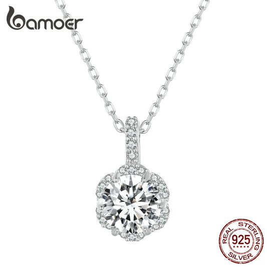 Bamoer D Color VVS1 EX 1CT Moissanite Pendant Necklace for Women 925 Sterling Silver Wedding Engagement Fine Jewelry MSN007 Default Title