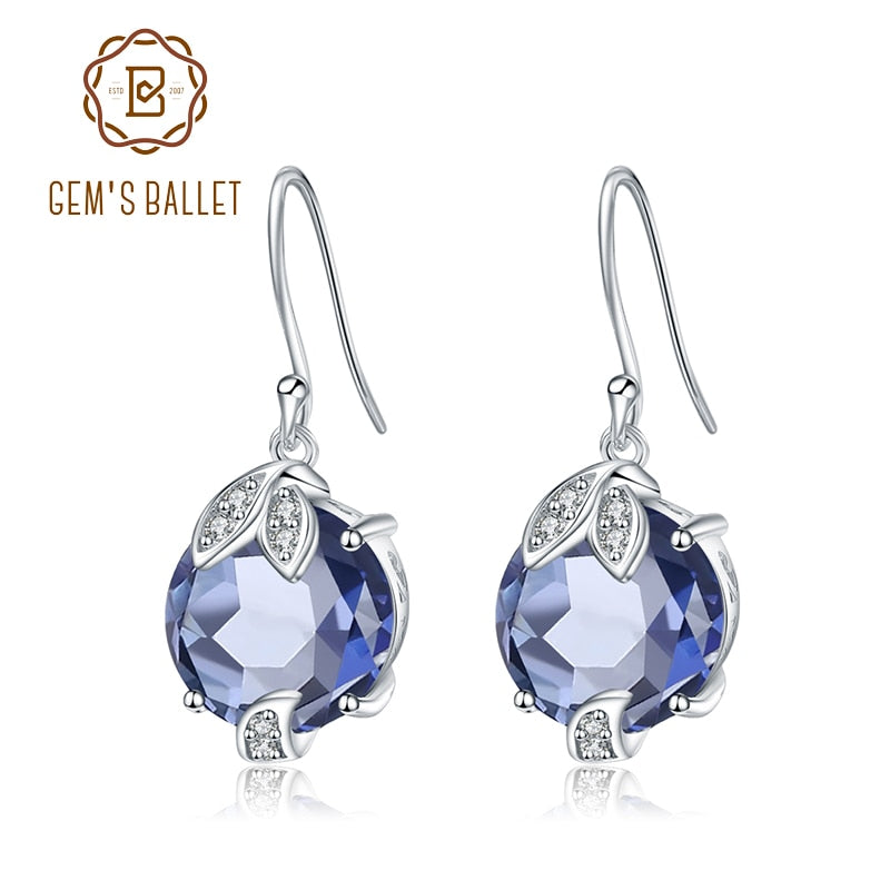 GEM&#39;S BALLET 925 Sterling Silver Fine Jewelry Mystic Quartz Iolite Blue Gemstone Gorgeous Drop Earrings Fine Jewelry For Women