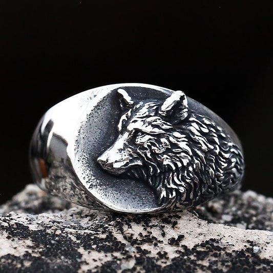 Vintage 316L Stainless Steel Viking Nordic 3D Wolf Of Thor Norse High Quality Wolf Animal Jewelry Men Ring