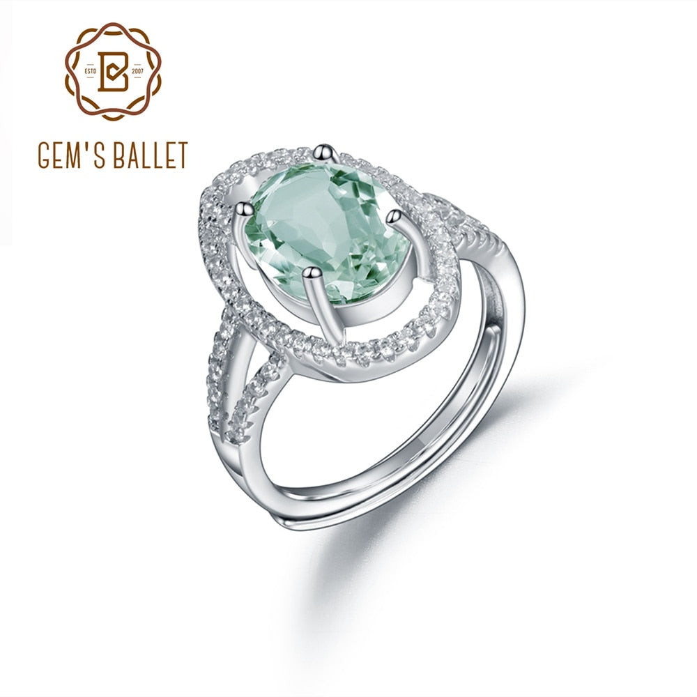 GEM&#39;S BALLET Rings For Women 100% 925 Sterling Silver Fine Jewelry Green Amethyst Luxury Fine Jewelry Drop Shipping Wholesale