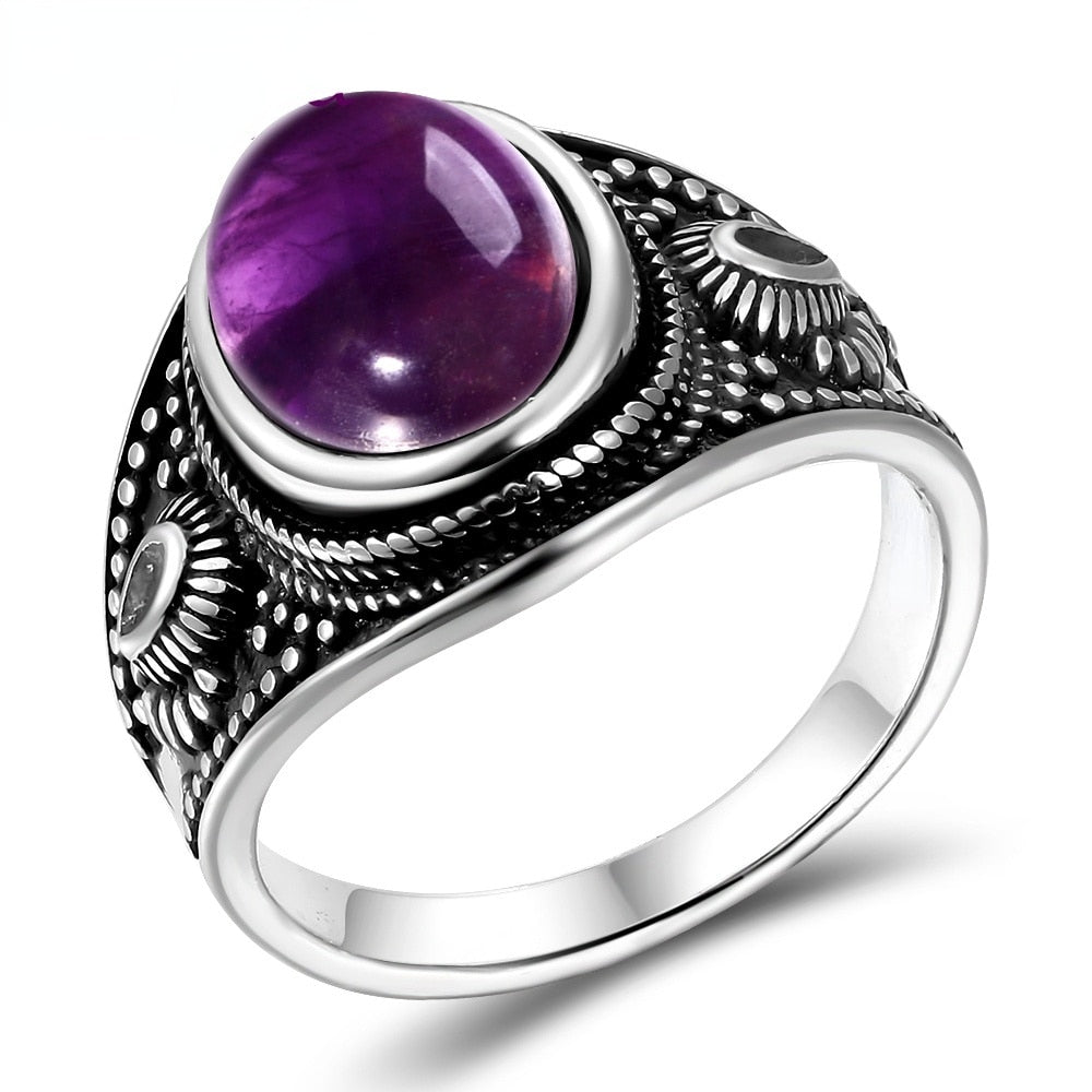 Nasiya Natural Amethyst Silver Jewelry Rings Men For Women Party Wedding Anniversary Engagement Gifts Fine Jewelry