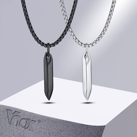 Vnox Simple Nail Necklaces for Men Boys, Stainless Steel Three-dimensional Geometric Pendant Collar, Gifts for Him