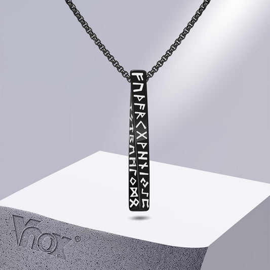Vnox Viking Rune Necklaces for Men, Vertical 3D Mobius Bar Pendant, Protection Almut Jewelry Collar