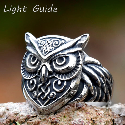 Stainless Steel Freyja Norse Anel Amulet owl head Viking animal Rings For Men Women Retro Jewelry Gift 13